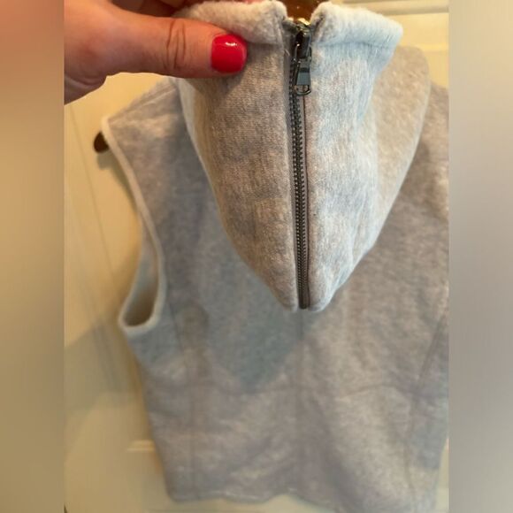 Talbots Gray Sweatshirt Vest Open Front Zip Hood size M - Picture 7 of 9